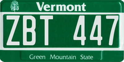VT license plate ZBT447