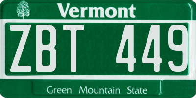 VT license plate ZBT449