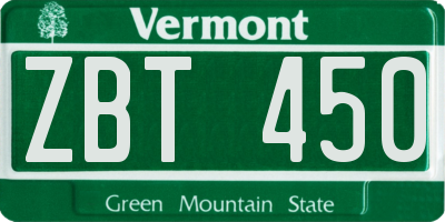 VT license plate ZBT450