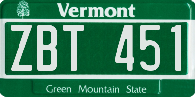 VT license plate ZBT451
