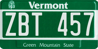 VT license plate ZBT457