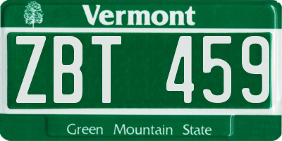 VT license plate ZBT459