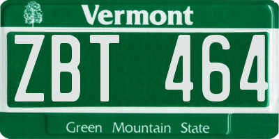 VT license plate ZBT464