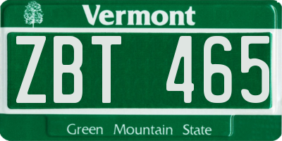 VT license plate ZBT465