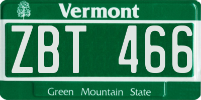 VT license plate ZBT466