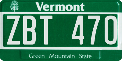 VT license plate ZBT470