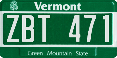 VT license plate ZBT471
