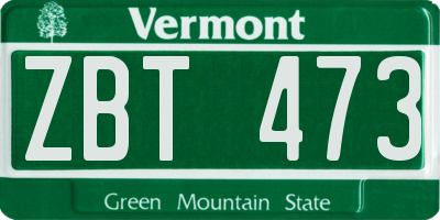VT license plate ZBT473