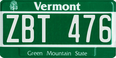 VT license plate ZBT476