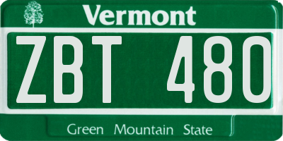VT license plate ZBT480