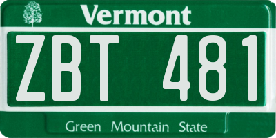 VT license plate ZBT481