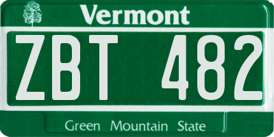 VT license plate ZBT482