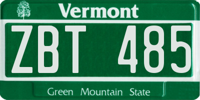 VT license plate ZBT485