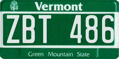 VT license plate ZBT486