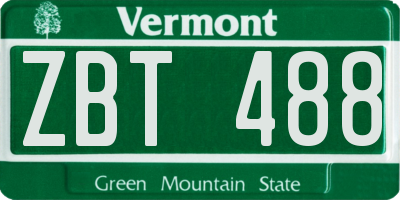 VT license plate ZBT488