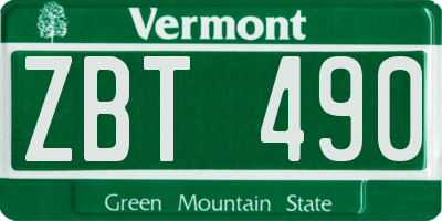 VT license plate ZBT490