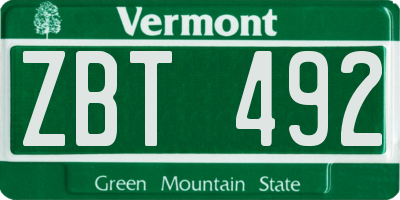 VT license plate ZBT492