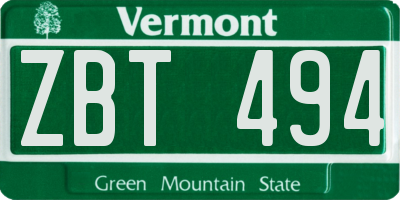 VT license plate ZBT494