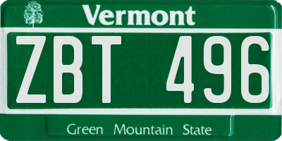 VT license plate ZBT496