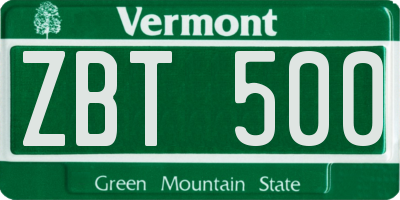 VT license plate ZBT500