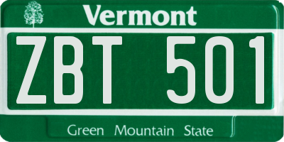 VT license plate ZBT501