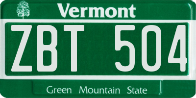 VT license plate ZBT504