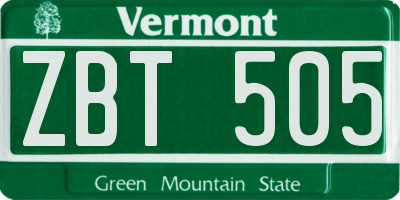 VT license plate ZBT505