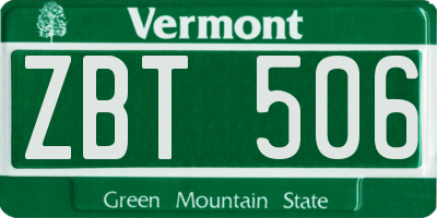 VT license plate ZBT506