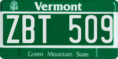 VT license plate ZBT509