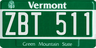 VT license plate ZBT511