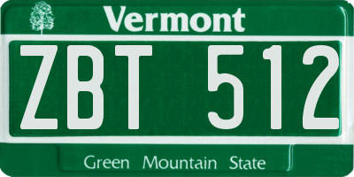 VT license plate ZBT512