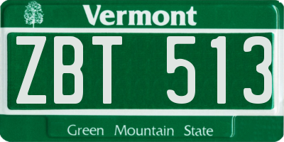 VT license plate ZBT513