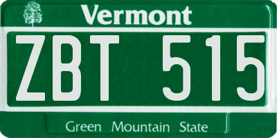 VT license plate ZBT515