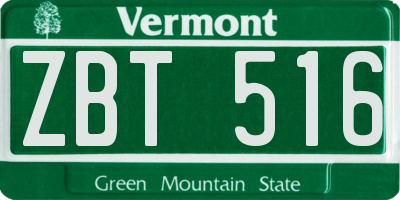 VT license plate ZBT516