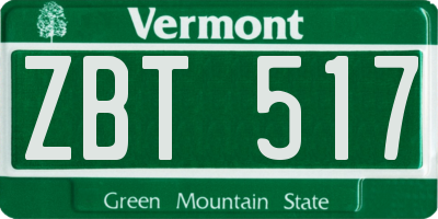 VT license plate ZBT517