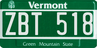 VT license plate ZBT518
