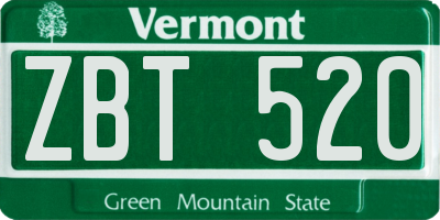 VT license plate ZBT520