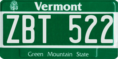 VT license plate ZBT522