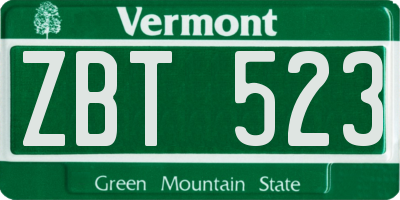 VT license plate ZBT523