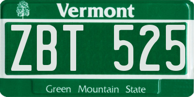 VT license plate ZBT525