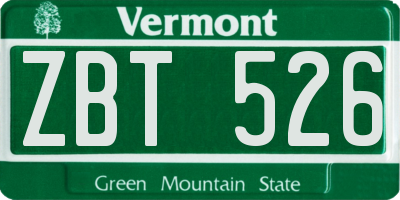 VT license plate ZBT526
