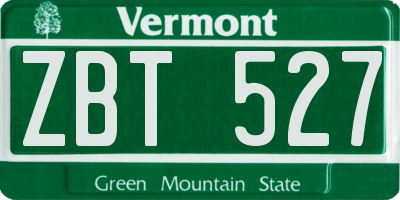VT license plate ZBT527