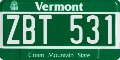 VT license plate ZBT531