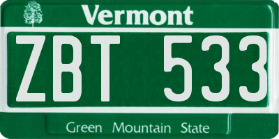 VT license plate ZBT533