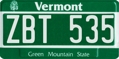 VT license plate ZBT535