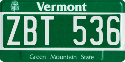 VT license plate ZBT536