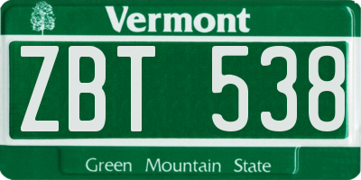 VT license plate ZBT538