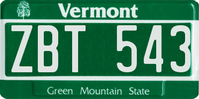 VT license plate ZBT543