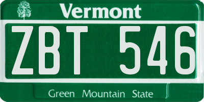 VT license plate ZBT546