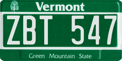 VT license plate ZBT547